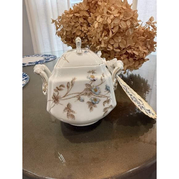 Antique Limoges Haviland Hand P Turquoise Color Floral Bouquet Tureen Good Cond. - Picture 3 of 6